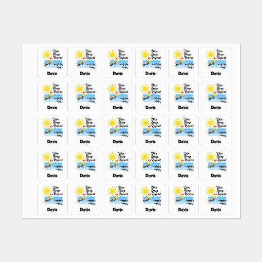 Étiquettes Dormir de plongée Conception répétée - Vêtements p (Feuille)