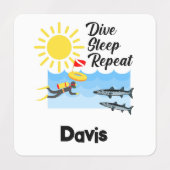 Étiquettes Dormir de plongée Conception répétée - Vêtements p (Design 1)