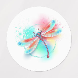 Étiquettes Dragonfly rouge sur l'arrière - plan aquarelle