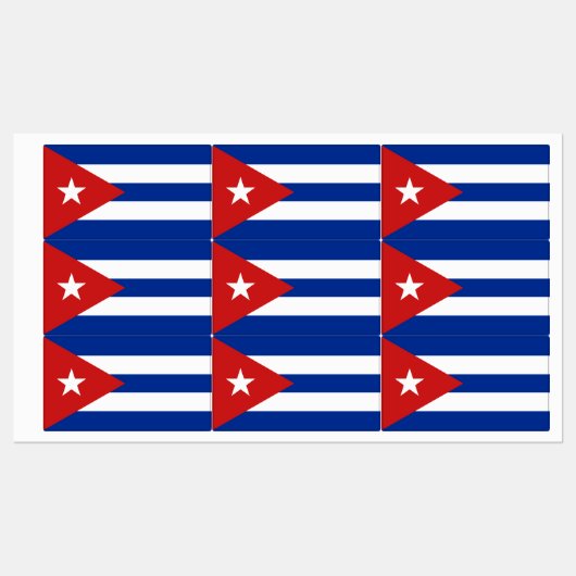 Étiquettes Drapeau Cuba (Feuille)