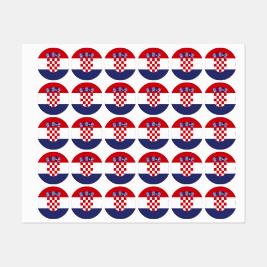 Étiquettes Drapeau de Croatie (Feuille)