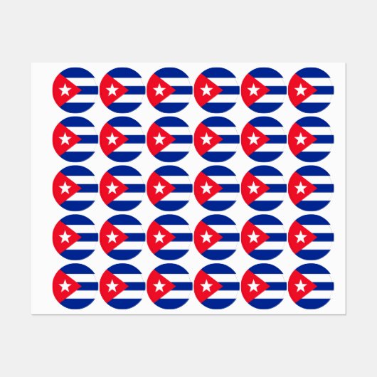 Étiquettes Drapeau de Cuba (Feuille)