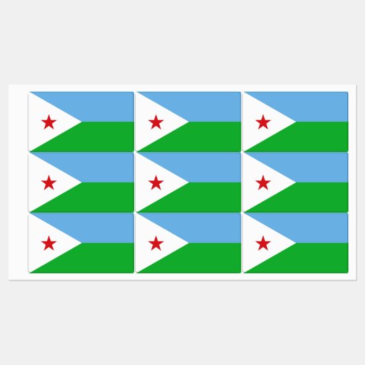 Étiquettes Drapeau de Djibouti (Feuille)