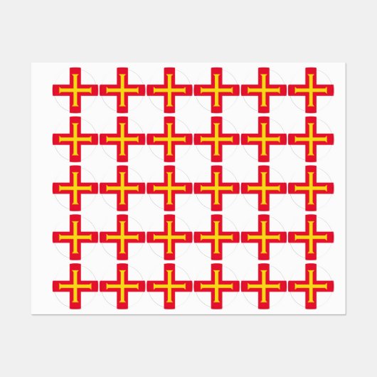 Étiquettes Drapeau de Guernesey (Feuille)