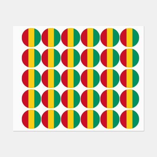 Étiquettes Drapeau de Guinée (Feuille)