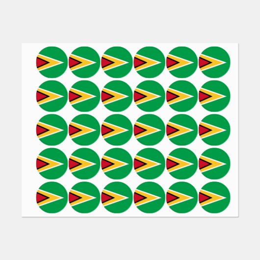 Étiquettes Drapeau de Guyana (Feuille)