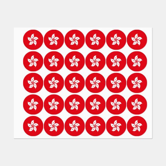 Étiquettes Drapeau de Hong Kong (Feuille)