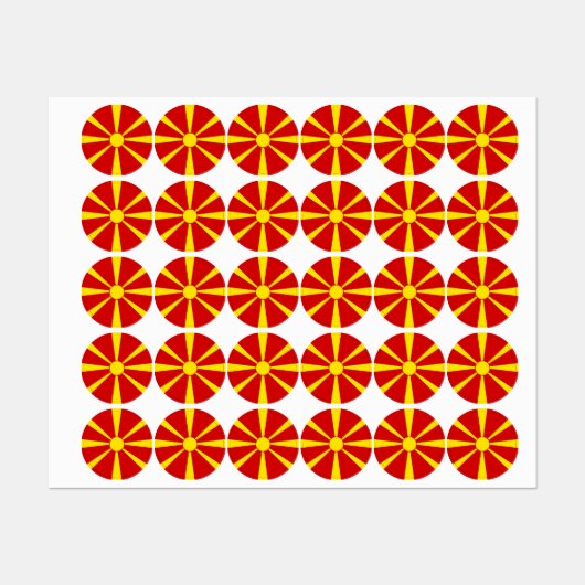 Étiquettes Drapeau de la Macédoine du Nord (Feuille)