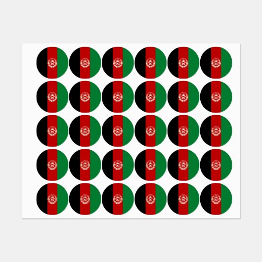 Étiquettes Drapeau de l'Afghanistan (Feuille)