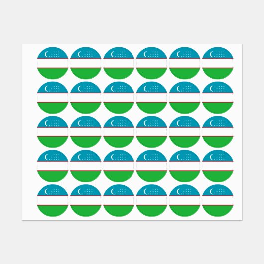 Étiquettes Drapeau de l'Ouzbékistan (Feuille)