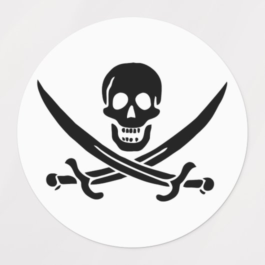 Étiquettes Drapeau de pirate Crâne croisé épées (Design 1)
