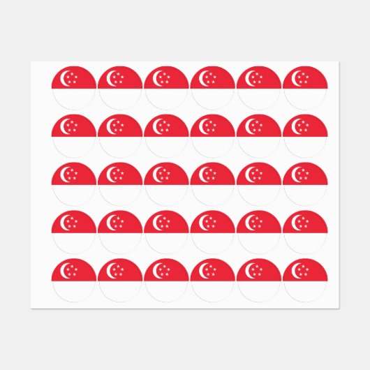Étiquettes Drapeau de Singapour (Feuille)