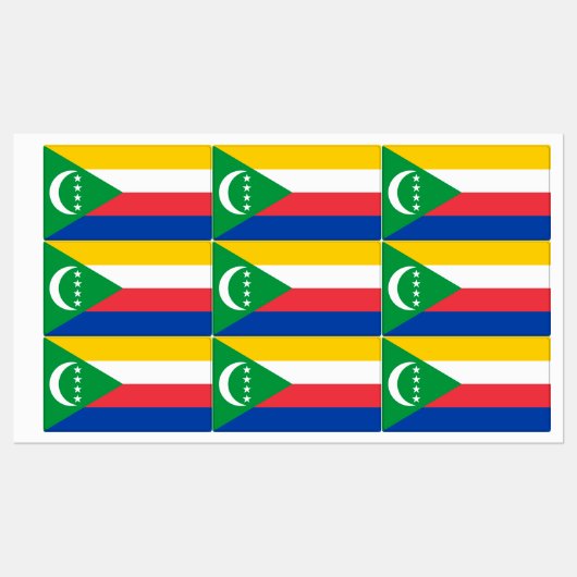 Étiquettes Drapeau des Comores (Feuille)