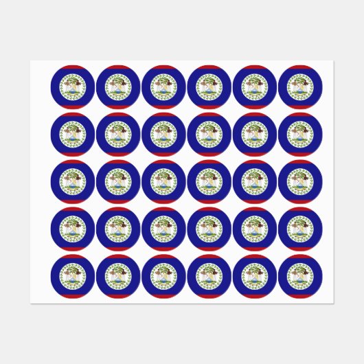 Étiquettes Drapeau du Belize (Feuille)