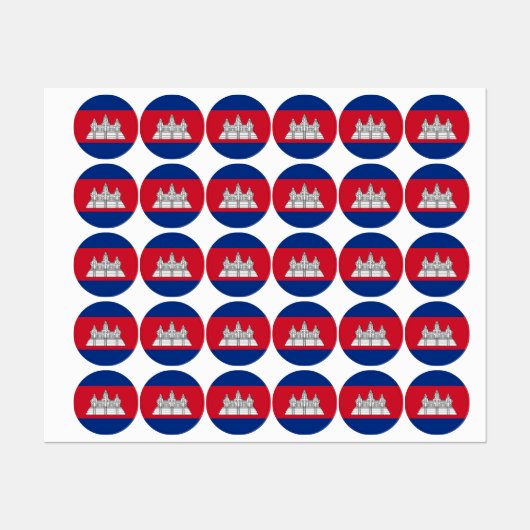Étiquettes drapeau du Cambodge (Feuille)