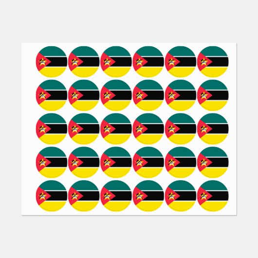 Étiquettes Drapeau du Mozambique (Feuille)