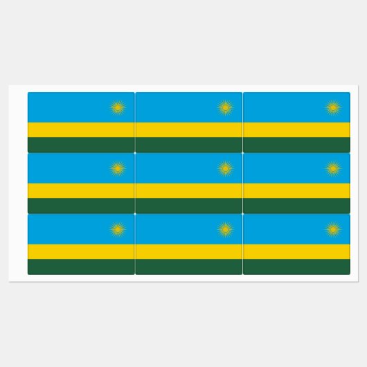 Étiquettes Drapeau du Rwanda (Feuille)