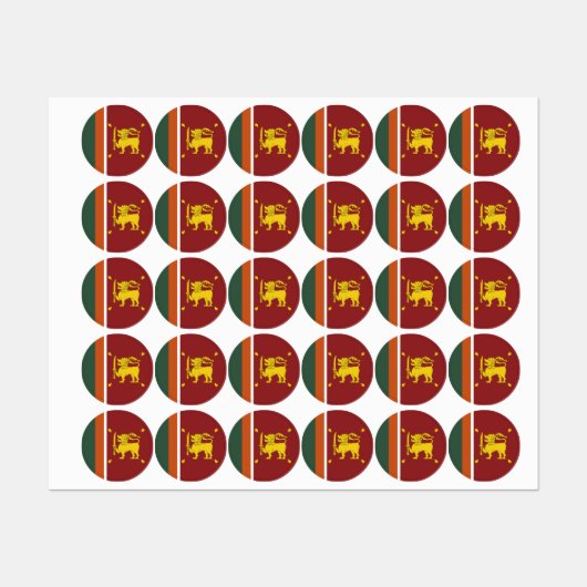 Étiquettes Drapeau du Sri Lanka (Feuille)