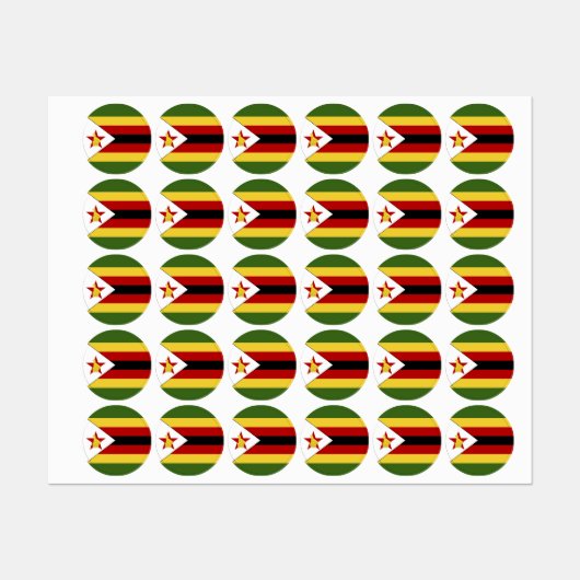 Étiquettes drapeau du Zimbabwe (Feuille)