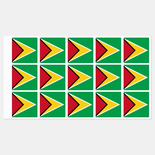 Étiquettes Drapeau Guyana (Feuille)