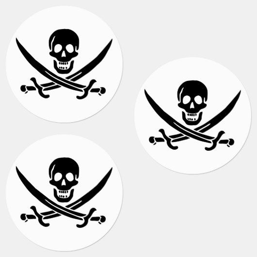 Étiquettes Drapeau pirate crâne épées croisées (Groupe)