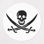 Étiquettes Drapeau pirate crâne épées croisées (Design 1)