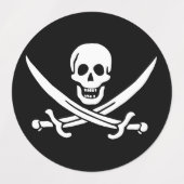Étiquettes Drapeau pirate crâne épées croisées (Design 1)