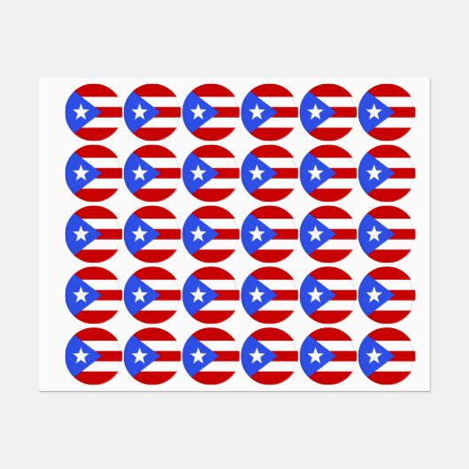Étiquettes Drapeau Porto Rico (Feuille)