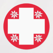 Étiquettes Drapeau suisse, edelweiss, cantons et danseurs (Design 1)