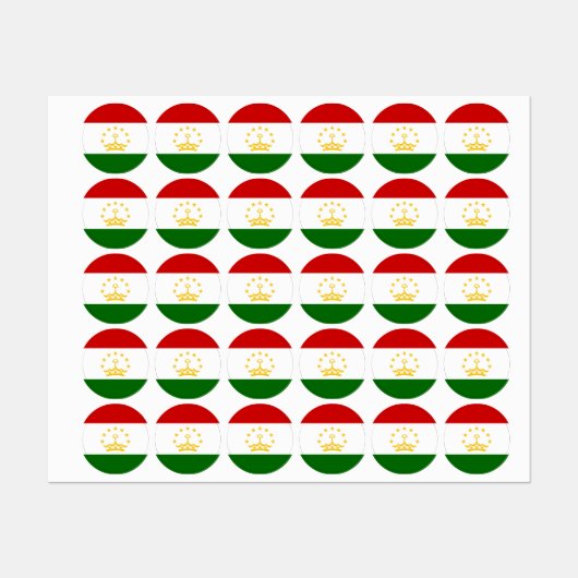 Étiquettes Drapeau Tadjikistan (Feuille)