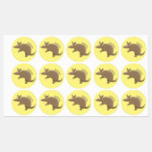 Étiquettes Drôle armadillo joyeux dessin animé (Feuille)