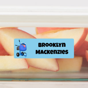 Étiquettes Drôle bleu ciment mixer dessin personnalisé