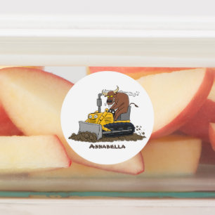 Étiquettes Drôle bulldozer de conduite de taureaux