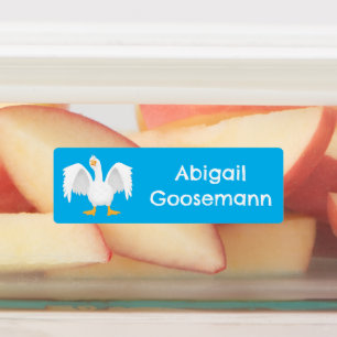 Étiquettes Drôle curieux dessin animé d'oie domestique person