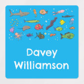 Étiquettes Drôle des créatures marines dessin animé motif per (Design 1)