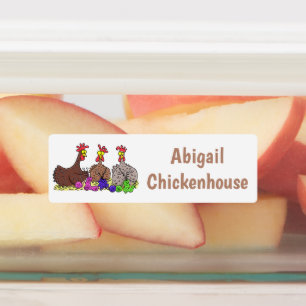 Étiquettes Drôle dessin animé de poulets de tricot personnali