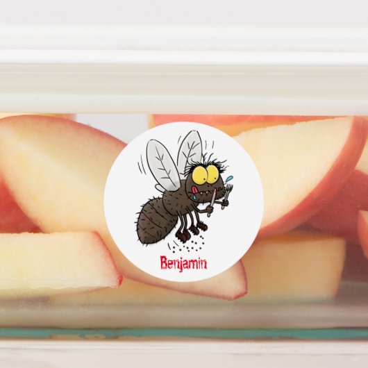 Étiquettes Drôle dessin animé d'insecte de la mouche à cheval (Apposé)