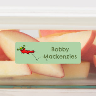 Étiquettes Drôle grenouille dans une chaussette rouge dessin 