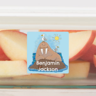 Étiquettes Drôle joyeux morse dessin de morse personnalisé