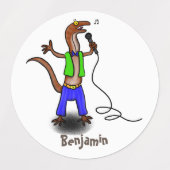 Étiquettes Drôle lézard chantant avec bande dessinée de micro (Design 2)