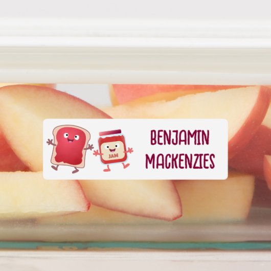 Étiquettes Drôle pain et confiture dessin animé personnalisé (Apposé)