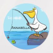 Étiquettes Drôle pélican de pêche (Design 2)
