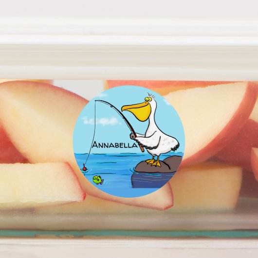 Étiquettes Drôle pélican de pêche (Apposé)