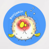 Étiquettes Drôle poisson poivron porc-épic caricature poisson (Design 1)