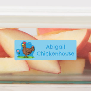 Étiquettes Drôle poulet rustique dessin animé personnalisé