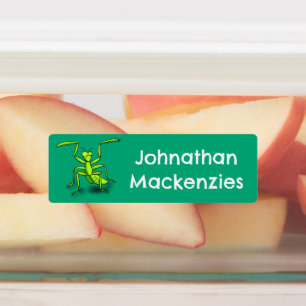 Étiquettes Drôle vert de prière mante caricature personnalisé