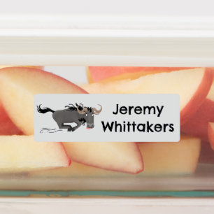 Étiquettes Drôle wildebeest en cours de dessin animé personna