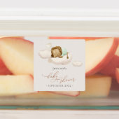 Étiquettes du Baby shower du lion vert (Apposé)
