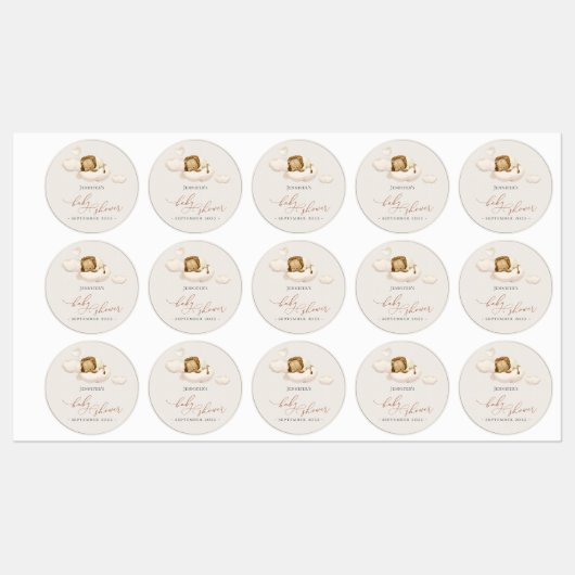 Étiquettes du Baby shower Lion (Feuille)