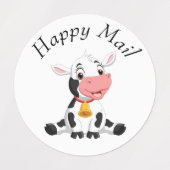 Étiquettes du courrier heureux de la vache (Design 1)